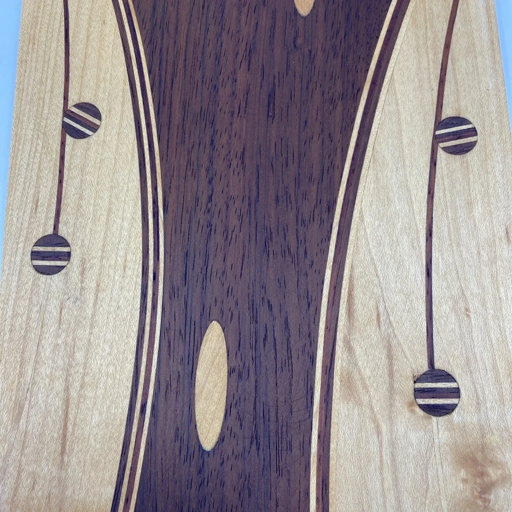 Handmade Wood Charcuterie Board Walnut Cherry Maple Small Round Inlay Cabin 6x9